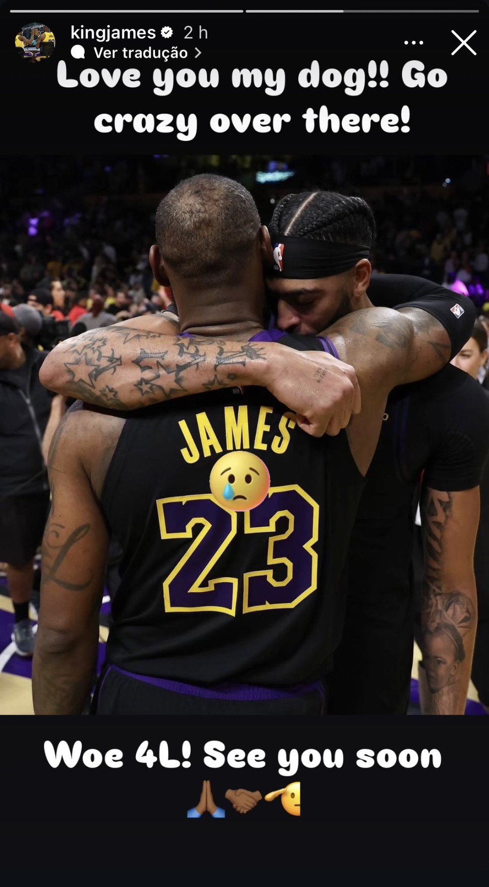 Doncic é apresentado em LA; LeBron e Lakers se despedem de Davis 1 LeBron se despede de Anthony Davis nas redes sociais — Foto: Reprodução