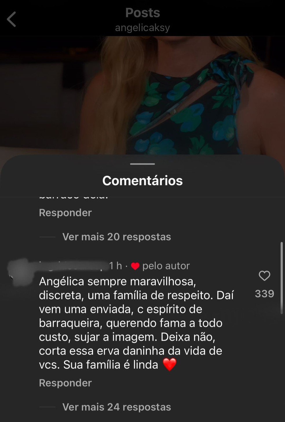 Benício, filho de Angélica e Huck, termina namoro com influenciadora após polêmica 14 Angélica curte comentário — Foto: Reprodução/ Instagram