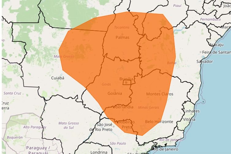 Inmet/divulgação Brasília (DF), 25/08/2025 - Alerta laranja do Inmet sobre baixa umidade. INMET publica aviso iniciando em: 25/08/2025 12:00. Umidade relativa do ar variando entre 20% e 12%. Risco de incêndios florestais e à saúde. Ressecamento da pele, desconforto nos olhos, boca e nariz. Foto: Inmet/Divulgação